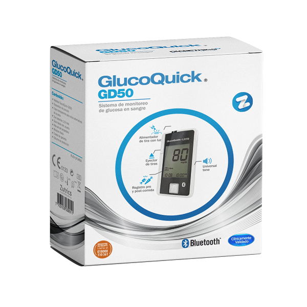 GlucoQuick Diamond GD50.Sistema de monitoreo de glucosa en sangre con bluetooth